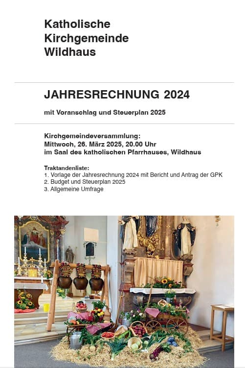 Jahresrechnung Kath. Kirchgemeinde Wildhaus